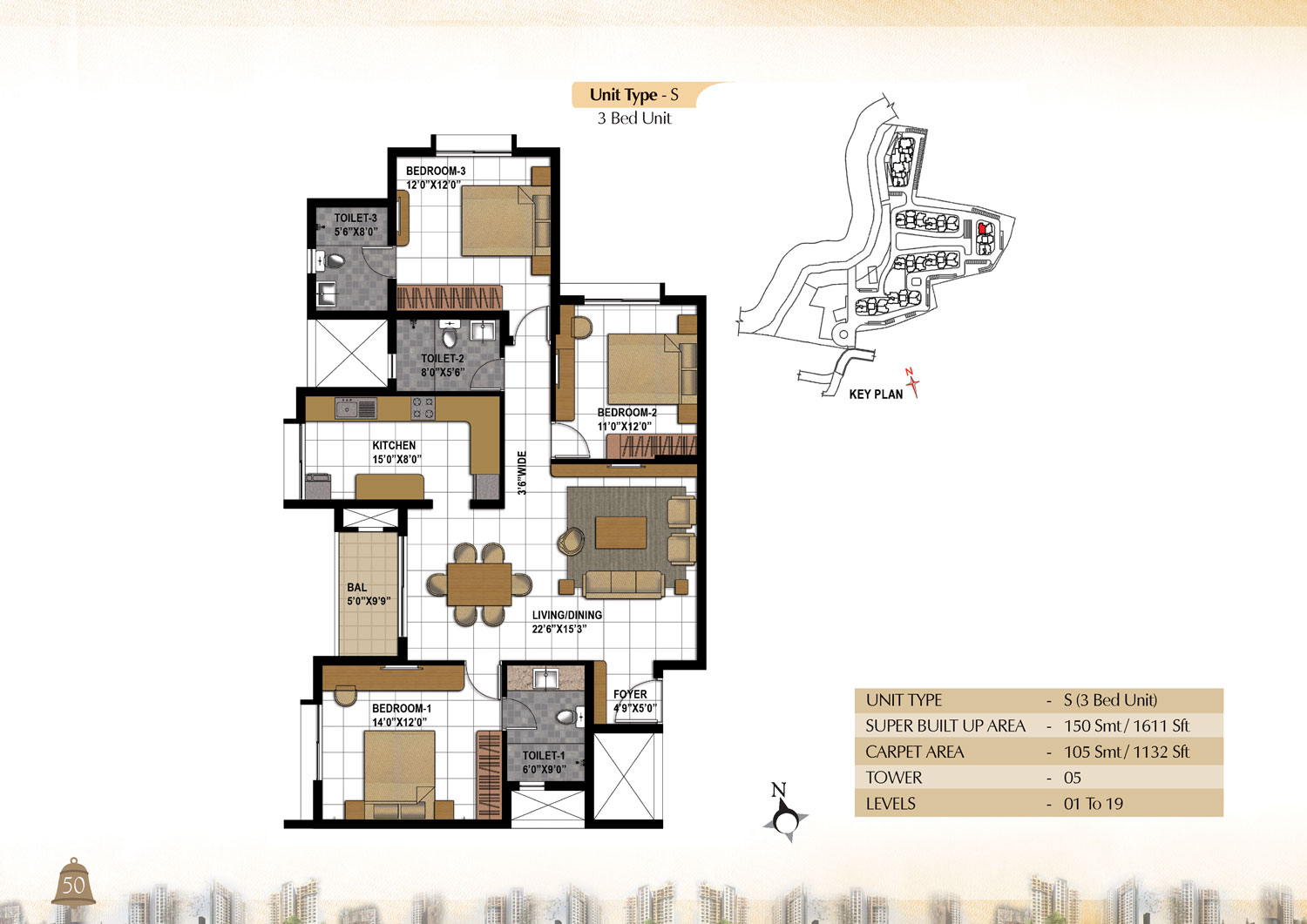 Prestige Bagmane Temple Bells Floor Plan